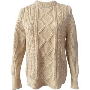 Vintage Hand-Framed Wool Fisherman Sweater Cable Thick Chunky Knit Size M